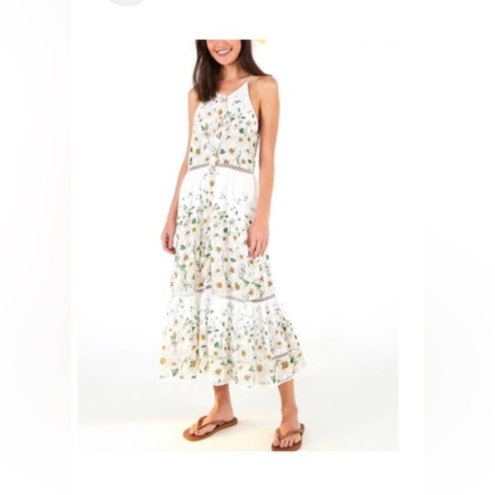 Farm Rio MARGARETE midi white dress